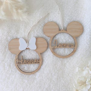 Timber Chic Personalised Christmas Baubles Mickey and Minnie Theme Acrylic Tree Decorations First Christmas Stocking Stuffer Gift Trending
