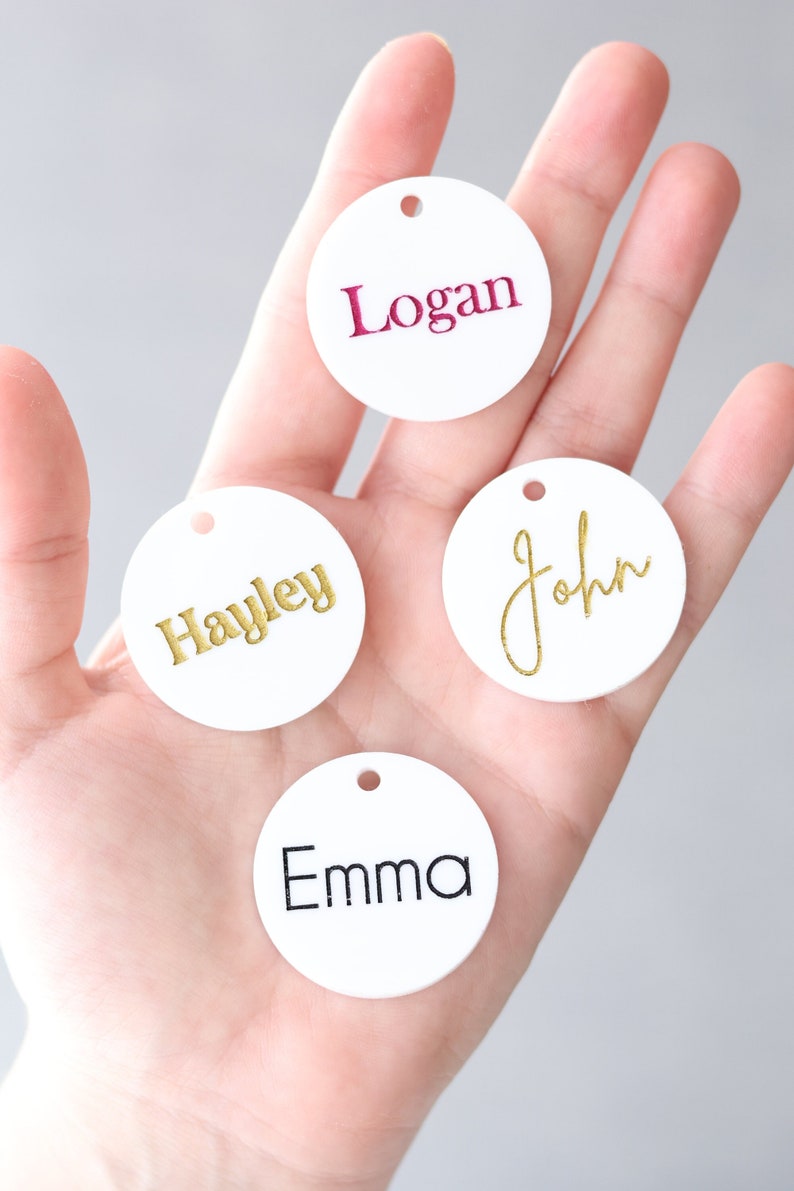 Personalised Round Wine Glass Name Charms Custom Name Tag Etsy Australia