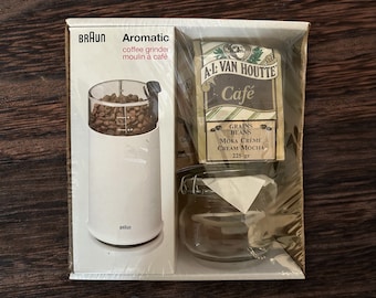 Vintage Braun Coffee Grinder, NIB with Bonus Glass Container