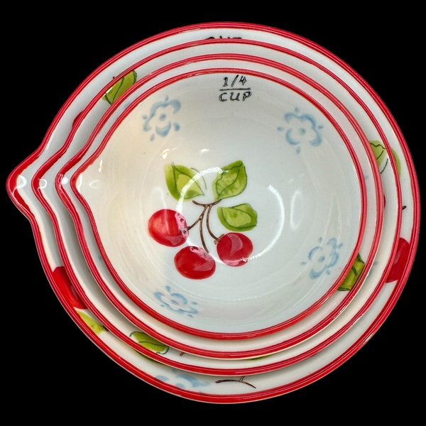 Pier One Imports Set of 4 Measuring Bowls w. Cherries