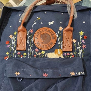 Kanken embroidered flowers and mushrooms - Custom Fjallraven Kanken embroidery - Kanken embroidered dog - Personalized embroidered Kanken