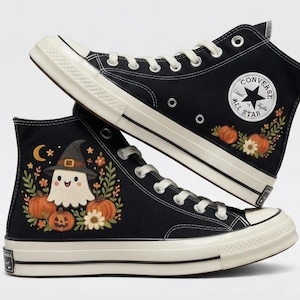 Geborduurde Halloween-sneakers van Converse: Pumpkin Design Shoes-sneakers
