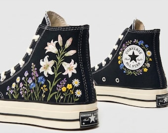 Gestickte Lilie & Wildblume converse Chuck Taylor All Star Sneakers für Damen