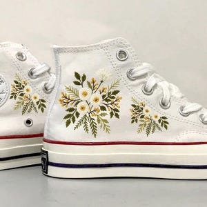 Embroidered Floral Converse High Tops: Custom Wedding Sneakers