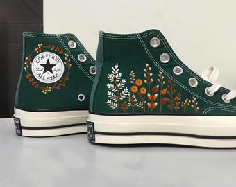 Custom Woman Converse Chuck Taylor Embroidered Flower Logo - Etsy