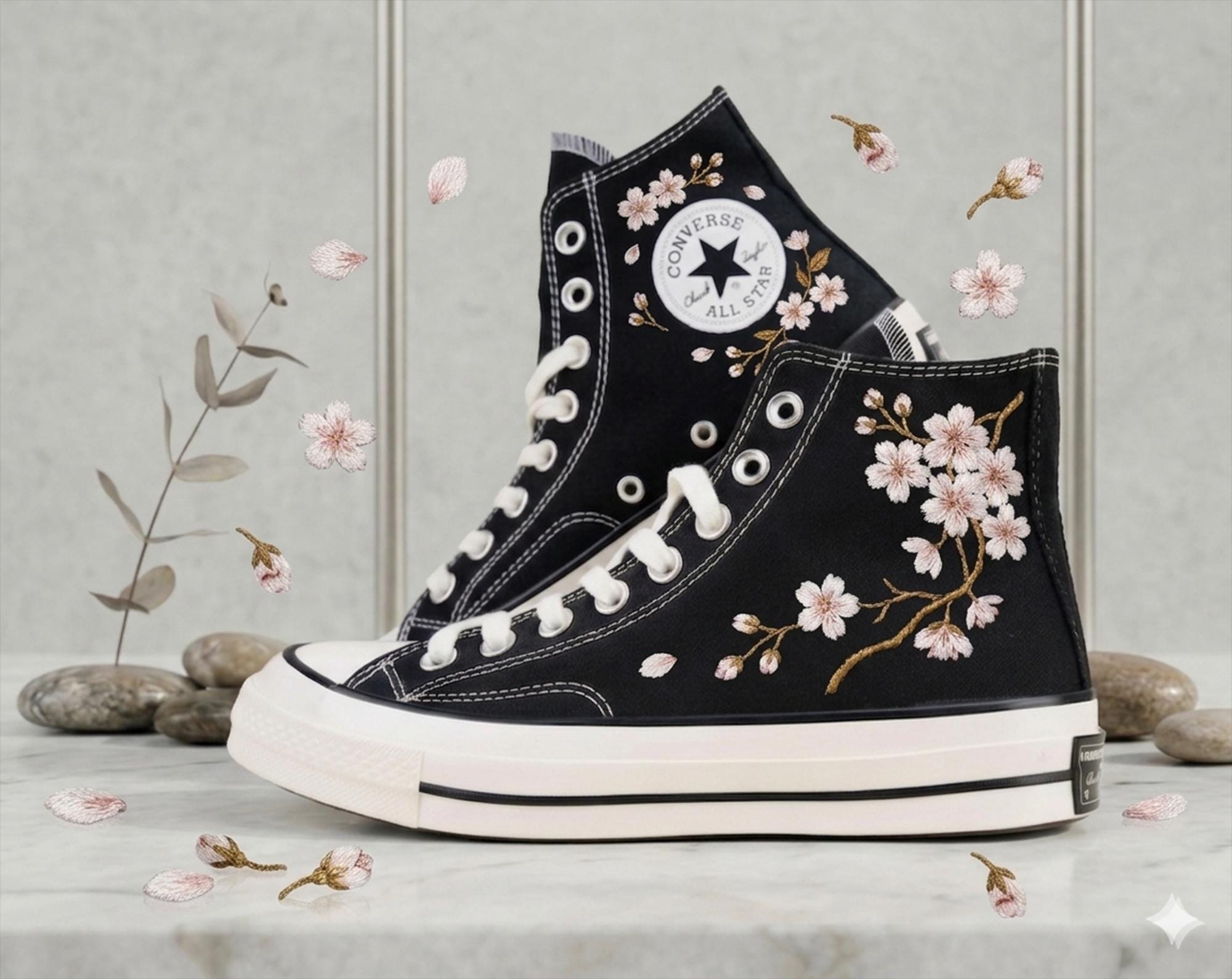 Embroidered Cherry Blossom Converse Chuck Taylor High-top Sneakers