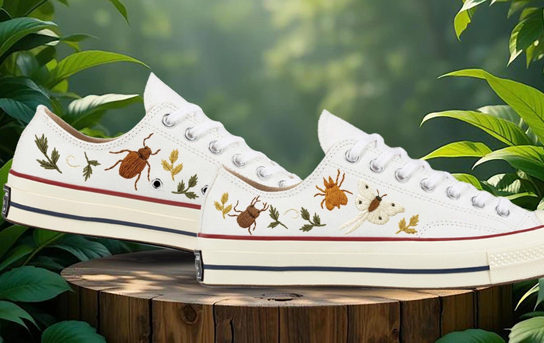Snicker Bug Embroidered Bug Sneaker Converse Low Top Shoes: Custom Butterfly ...