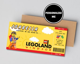 Personalised Theme Park Keepsake, Surprise Adventure Trip, Childrens Activity, Day Out Memorabilia Souvenir Ticket, Surprise Gift Reveal