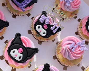 Kuromi fondant toppers (face only)