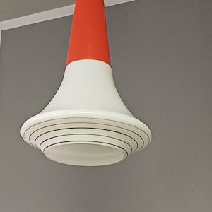 Retro Pendant Light / Vintage Ceiling Light / Kitchen, Bedroom, Dinning Room / Red and White Light / Adjustable by Height