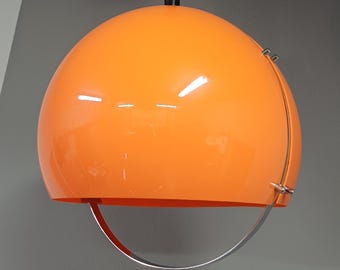 Retro Pendant Light / Orange Kitchen Light / Vintage Hanging Light / Orange Plastic Light / Height Adjustable