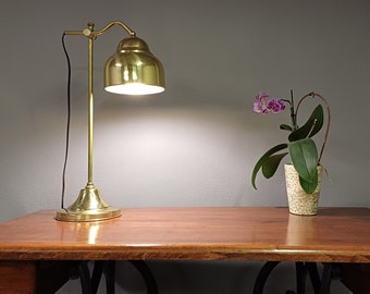 Golden Vintage Table Lamp / Brass Desk Lamp / Adjustable by Height / Home Décor