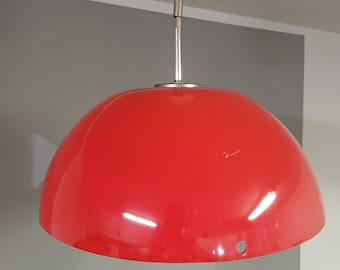 Space Age Pendelleuchte / Rote Lampe / Millux Lampe / Meblo Guzzini Stil / Retro Deckenleuchte / Mid Century Lampe / Hängelampe / Pop Art