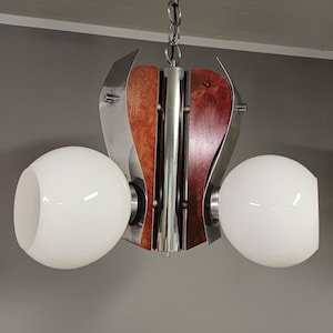 Vintage Pendant Lamp / Sputnik Chandelier / Wooden Ceiling Fixture / Space Age / Yugoslavia / Mid Century / Modern or Retro
