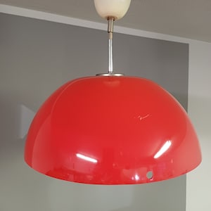 Space Age Pendant Lamp / Red Lamp / Millux Lamp / Meblo Guzzini Style / Retro Ceiling Light / Mid Century Lamp / Hanging Lamp / Pop Art