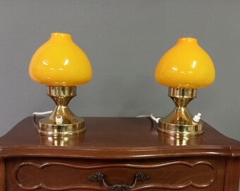 A set of 2 Vintage Night Lights / Bedside Lamps / Yellow Night Lamps / EMI Poljcane / Yugoslavia