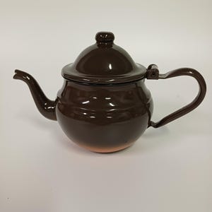 Vintage Enamel Teapot / Made in Yugoslavia / EMO Celje Enamel Tea Kettle / Brown Teapot / Retro Home Décor