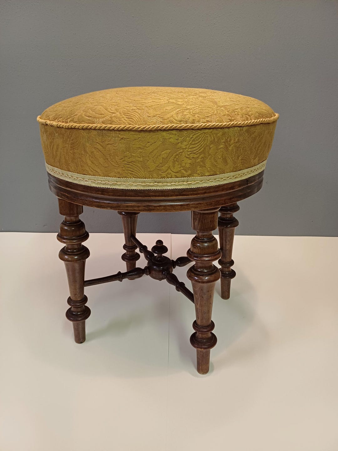Antique Tabore / Golden Taboret / Upholstered Wooden Stool / Spring ...