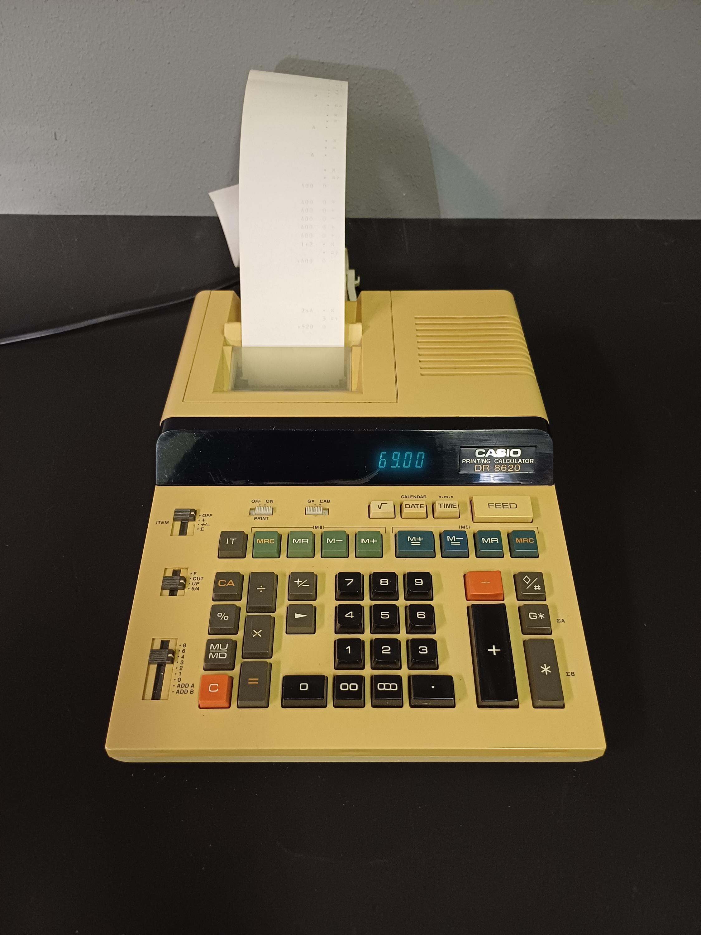 Calculator CASIO / Casio DR-8620 / Vintage Calculator / Paper Tape