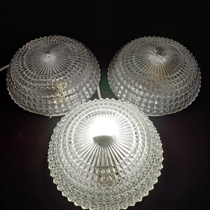 Set of 3 Plafonieras / Big Sconce / Glass Wall Lights / Ceiling Lights / Vintage Light Fixtures