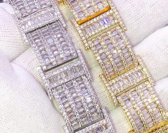 Iced Out Baguette Bracelet | Gold Silver Hip Hop Jewelry