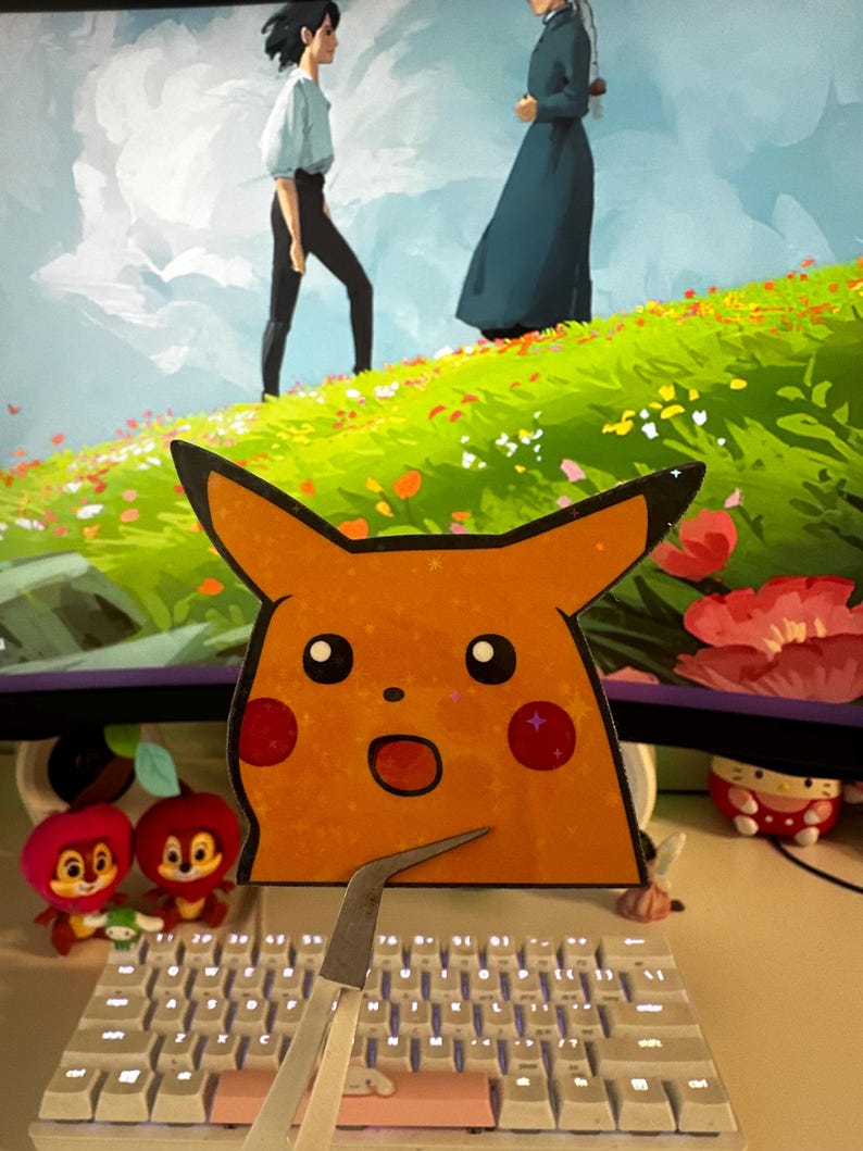 Pikachu Computer Problems Pikachu Surprised Peeker | Glitter Vinyl Sticker | Now UV Resistant ...