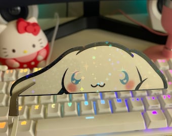Kawaii Puppy Peeker | Glitter Stars Vinyl Sticker | Cute Peekers Now UV Resistant