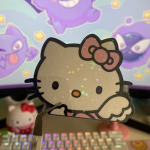 Kawaii Kitty Sticker | Glitter Stars Vinyl Sticker | Stationary Gifts