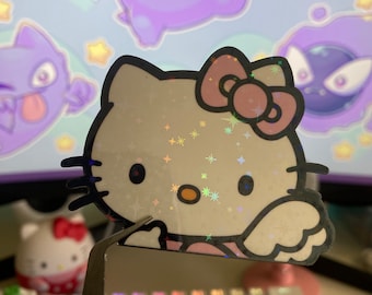 Kawaii Kitty Sticker | Glitter Stars Vinyl Sticker | Stationary Gifts