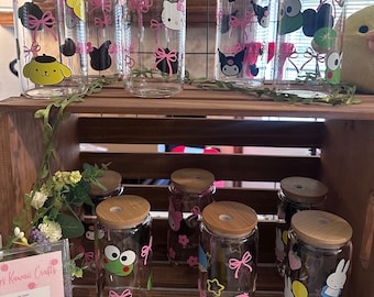 ♡ 16oz Coquette Kawaii Friends With Bamboo Lid and Straw