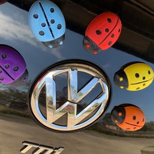 5x VW Beetle Love Bugs UK + Gift Bag (Ladybird/Ladybug Magnets to gift to fellow Beetle owners)