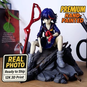 Estatua 3D de Ryuko Matoi pintada / Figura de anime Kill La Kill / 19 cm de alto - Impresión pintada profesionalmente / Personaje de anime / Regalo para fanáticos del anime