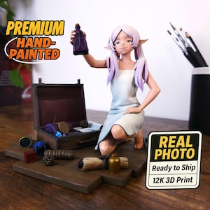 Estatua 3D de Frieren pintada / Figura de anime Sousou no Frieren / 14 cm de alto, personaje de anime pintado profesionalmente / Estatua de Waifu / Decoración de habitación de anime