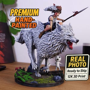 Mononoke 3d statue painted | Princess Mononoke anime figure | 18cm tall - pro painted print of | Anime character | Decorate room anime