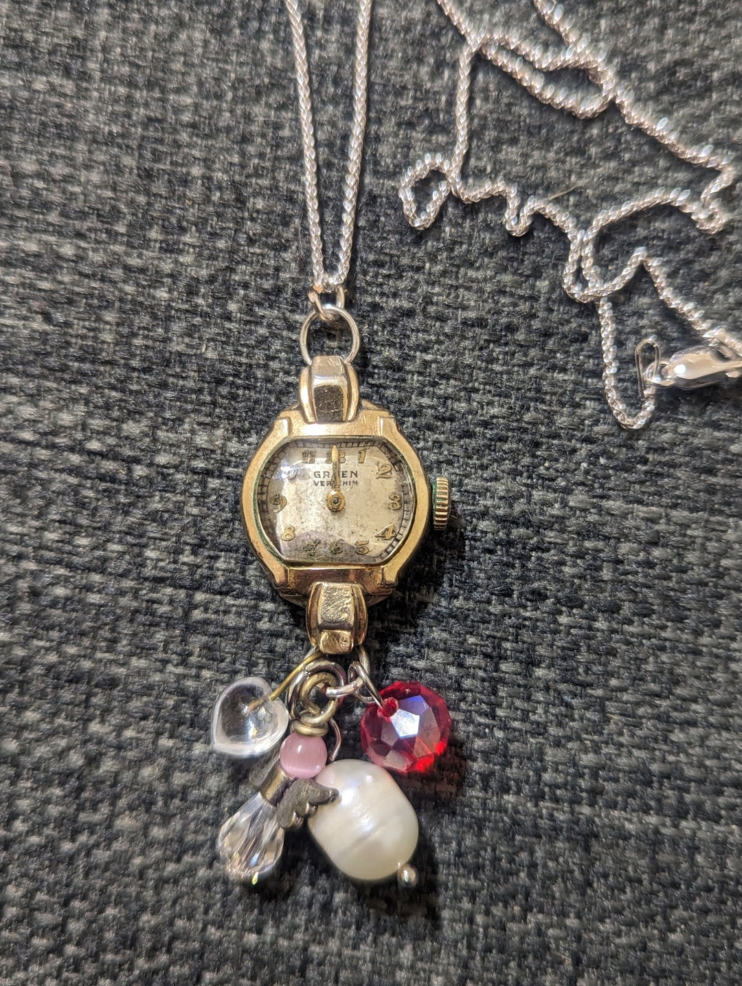 Vintage Wrist Watch Pendant Necklace Etsy