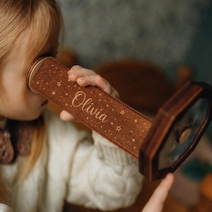 Personalized Birthday Gift for Kids, Custom Name Wooden Kaleidoscope, Engraved Keepsake Gift, Unique Gift for Boys & Girls