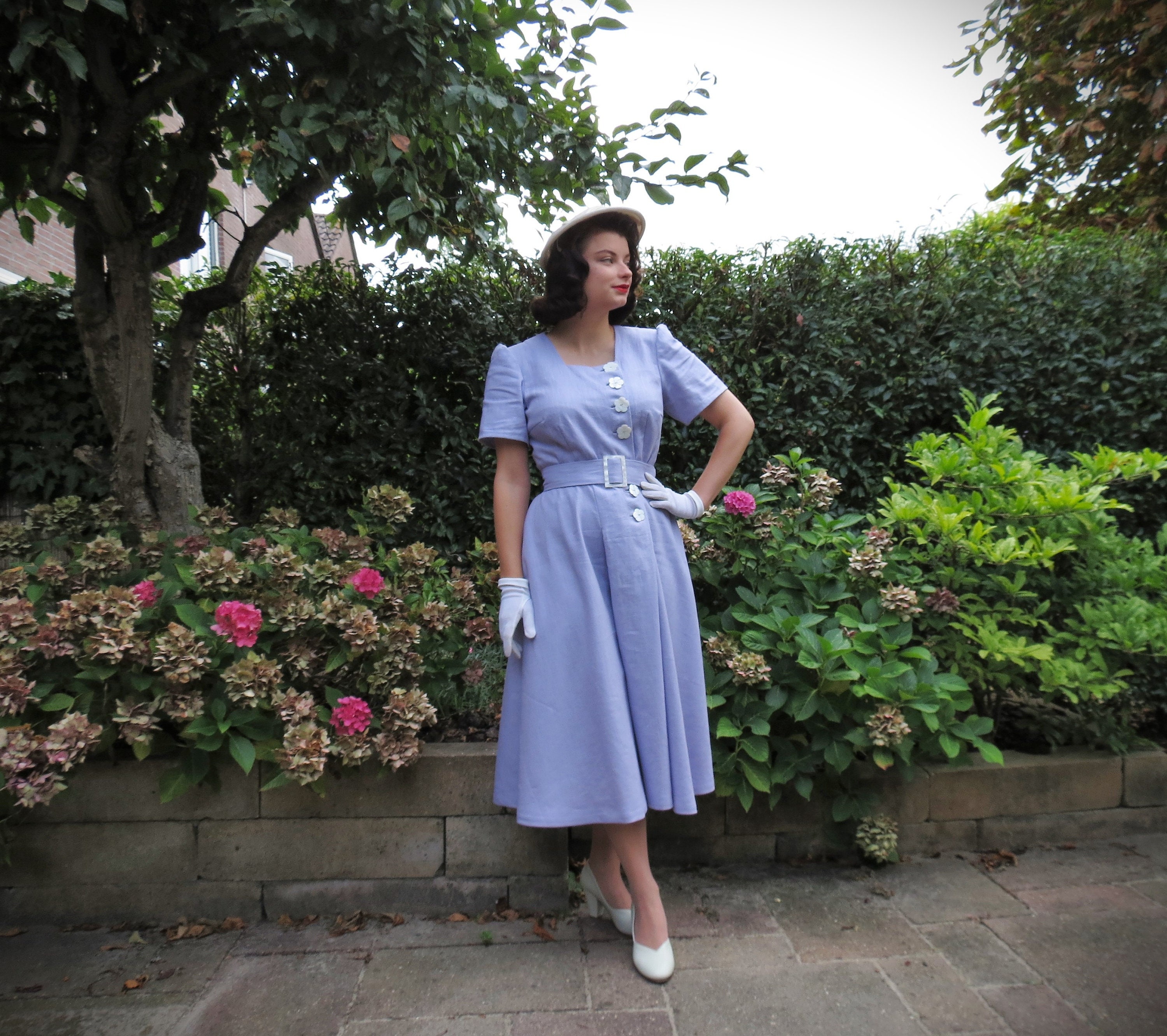 1940s formal dresses for sale Vintage 1940s Embellished Peplum Dress main image 1