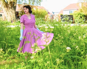 ドレスプロダクション　W274WH Julienne 1950's Dress Sewing Pattern, PDF Print at Home