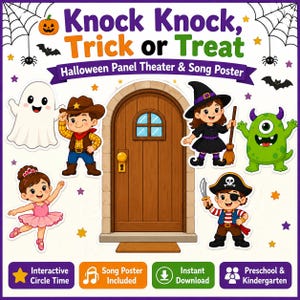 Knock Knock Trick or Treat Felt Board Song | Halloween Circle Time Activity | Preschool Printable | Flannel Board | ESL Song | Instant Downl