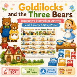 Goldilocks and the Three Bears Panel Theater Printable | Story Sequencing Activity | Story Poster | Preschool Circle Time | A4 & US Letter P