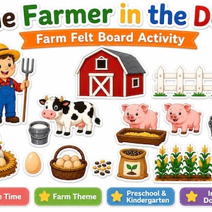 The Farmer in the Dell Felt Board Activity | Farm Animals Circle Time | Preschool Song Printable | Farm Theme PDF