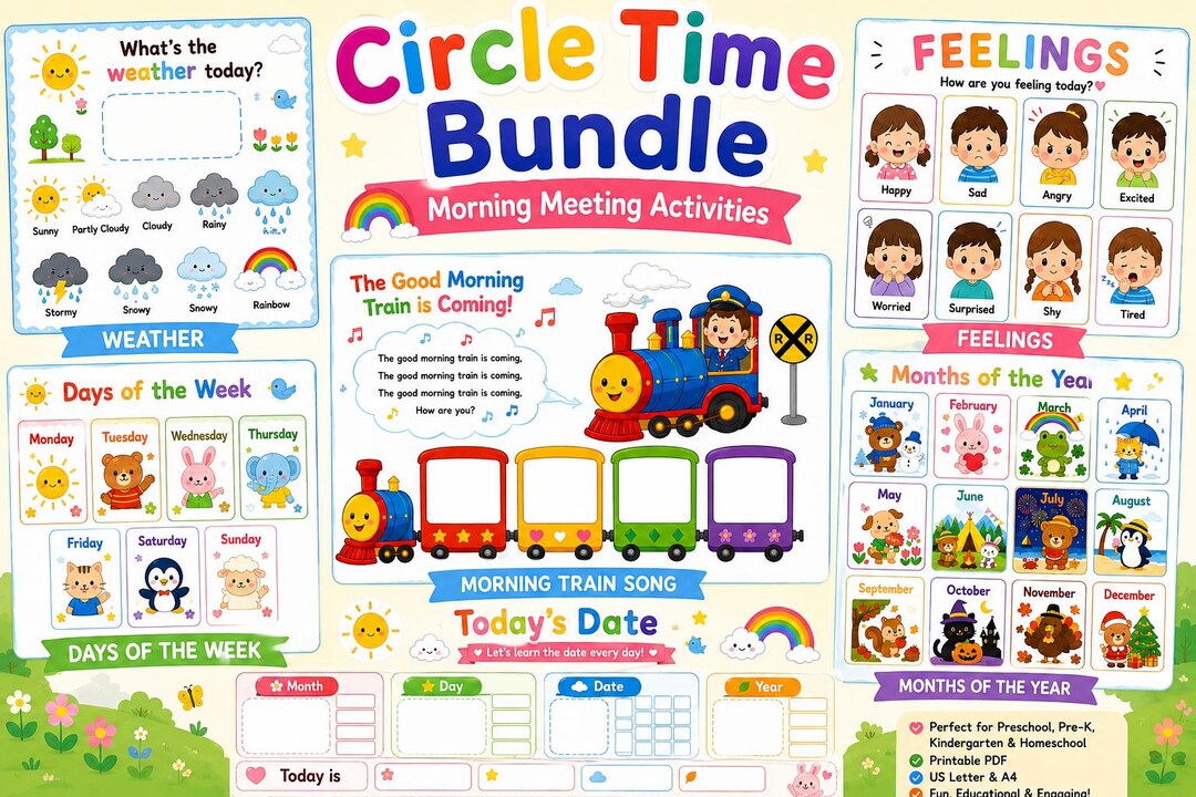 Circle Time Bundle for Preschool | Morning Meeting Printable | Calendar ...