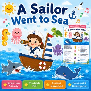 Conjunto de Músicas para Imprimir: Marinheiro Foi ao Mar | Atividade em Círculo sobre o Oceano | Recurso Musical para Educação Infantil | História com Flanela | Tema Oceano
