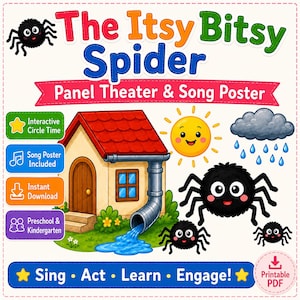 The Itsy Bitsy Spider Printable | Panel Theater & Song Poster | Preschool Circle Time Activity | Felt Board Song | Instant Download PDF