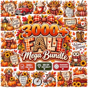 Fall PNG Bundle, Autumn PNG, Cozy Season Png, Pumpkin PNG, Fall Sublimation Designs, Thanksgiving Png, Digital Download