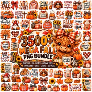 2000+ Fall PNG Bundle, Autumn PNG Mega Bundle, Thanksgiving PNG, Pumpkin Clipart, Fall Sublimation Designs