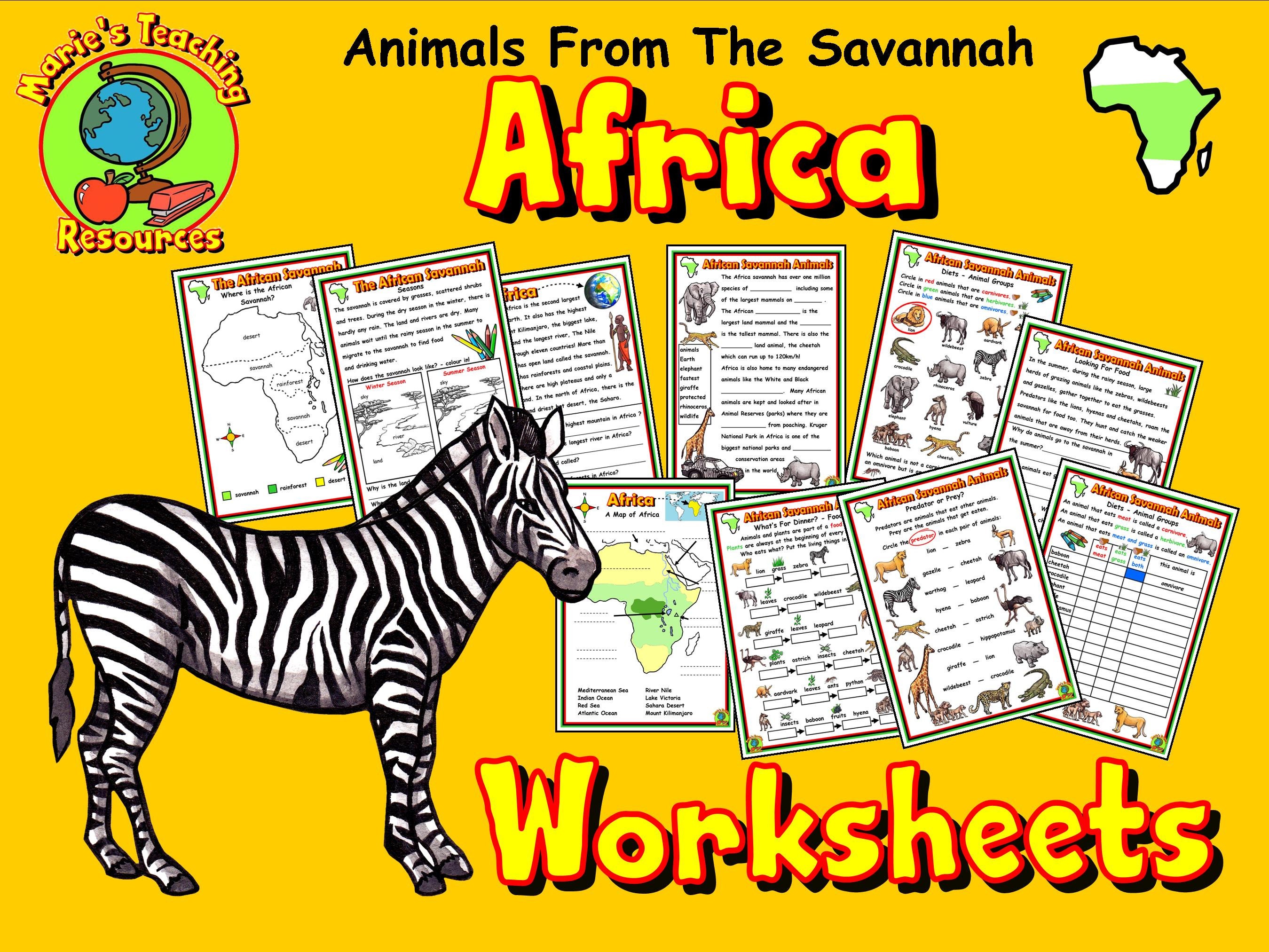 Animals From Africa Worksheets African Animals Teaching - Etsy Animals From Africa Worksheets African Animals Teaching - Etsy