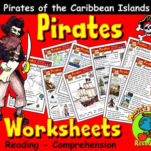Pirates Worksheets, Reading Comprehension Activities, History Pirates Teaching Resources, Printable Instant Download