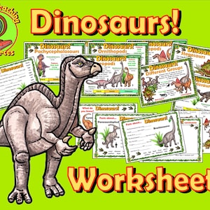 Dinosaurs Worksheets, Reading Writing Activities, Dinosaurs Teaching Resources, Science Dinosaurs Classification, Printable Instant Download