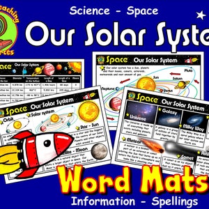 Weltraum Sonnensystem Poster, Wissenschaft Weltraum Lehrmittel, Planeten Fakten, druckbare Sofort-Download